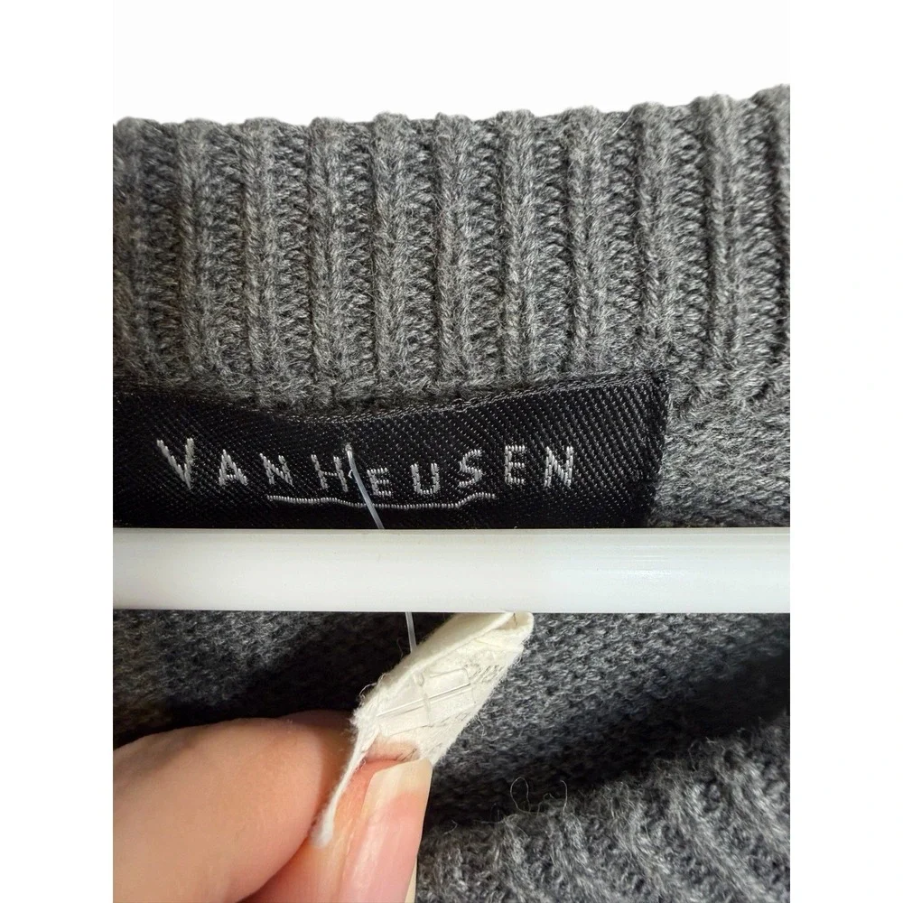 van heusen mens long sleeve‎ sweater shirt size large cotton grey